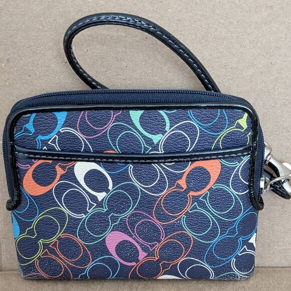 Coach Women's  Blue Wristlet Wallet Corner Zip With Signature - Picture 3 of 12
